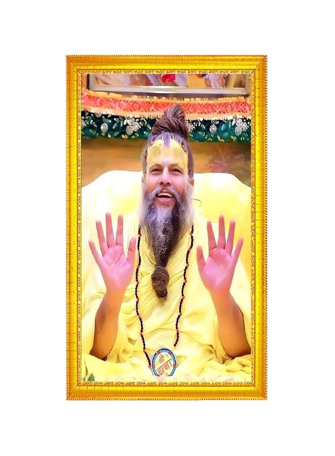 ZIG-ZAG zig zag Shri Premanand Govind Sharan Ji Maharaj Religious Rectangular Photo Frame For Mandir And Wall Decor Small Size (7X9 Inches), Gold - Image 1